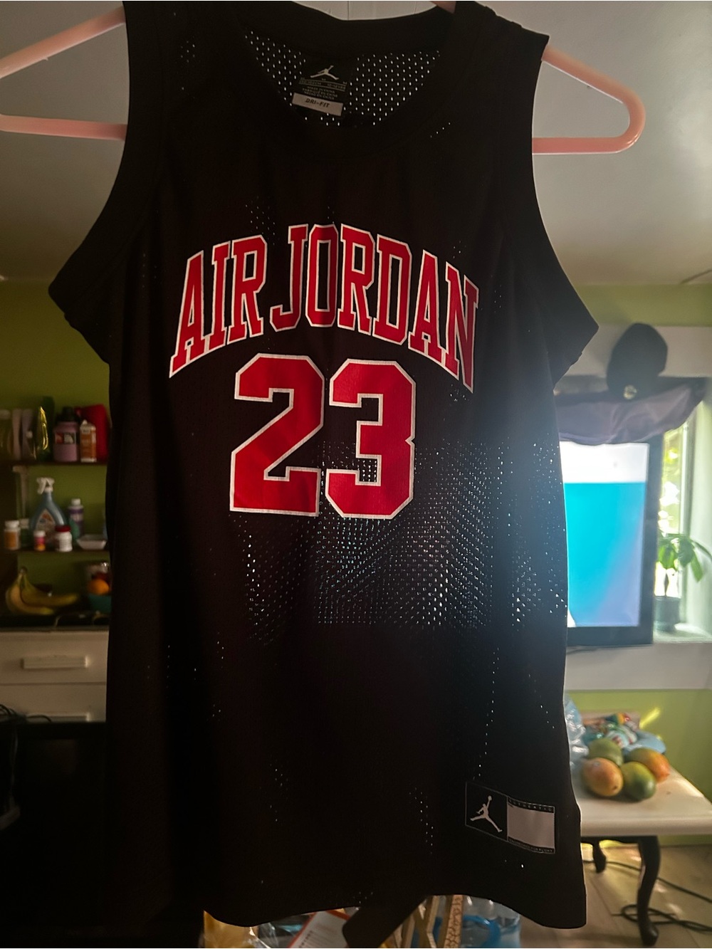 Jordan Black Mesh 'Air Jordan 23' Kids Basketball Jersey with Red Accents